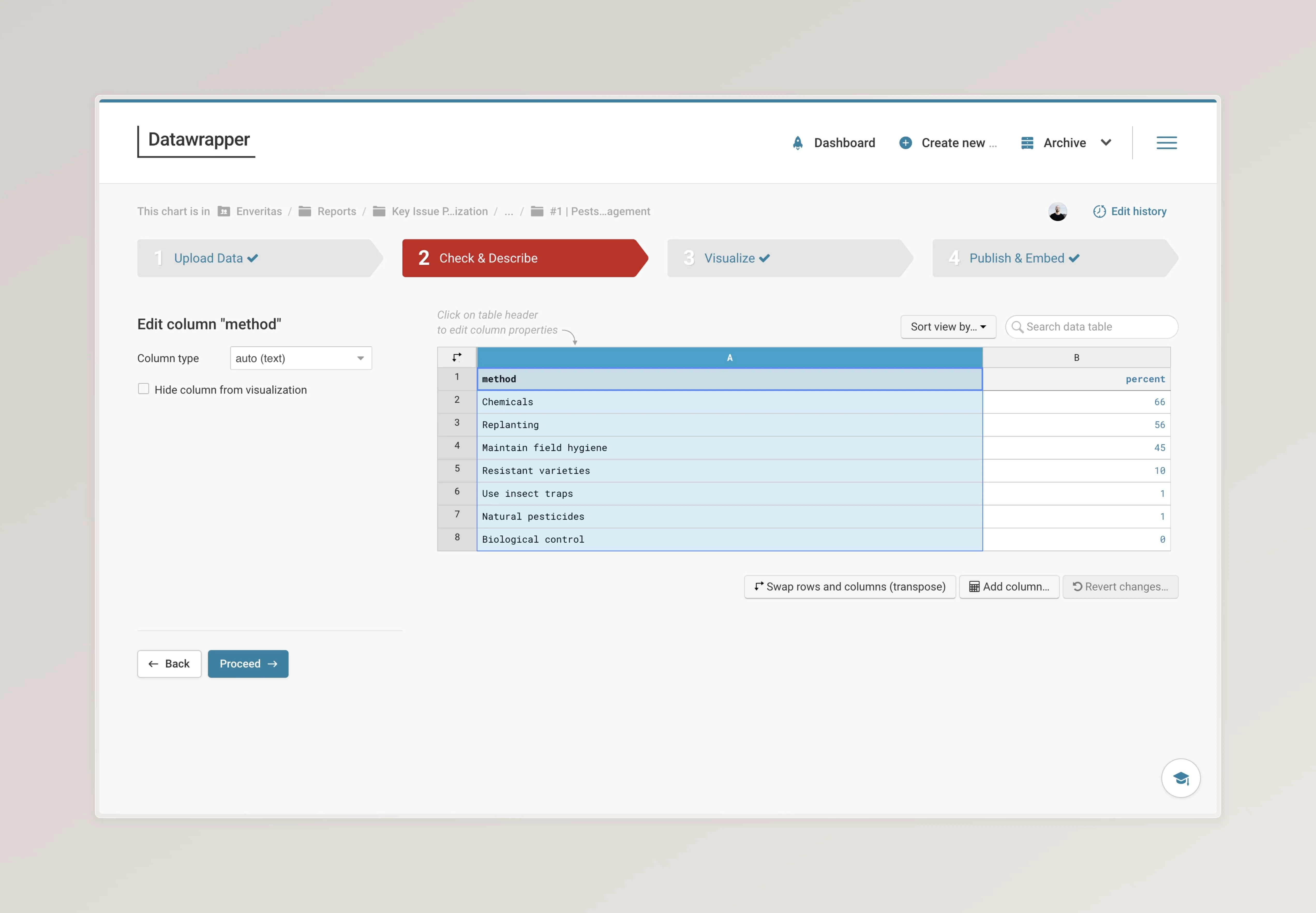 Screenshot that shows the upload data process step